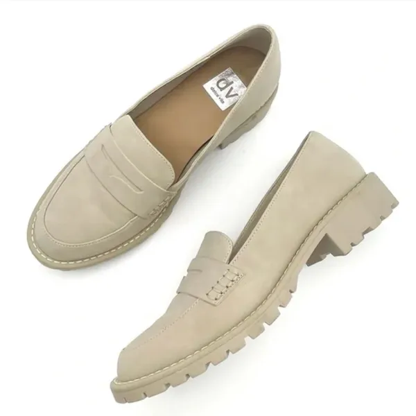 NEW DV Dolce Vita Catalina Lug Sole Loafer Light Taupe Faux Suede - Image 2
