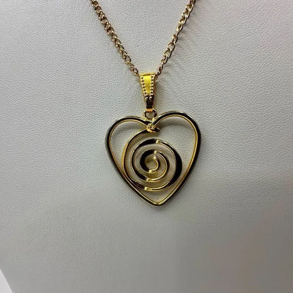 Gold tone heart swirl pendant necklace - Image 3