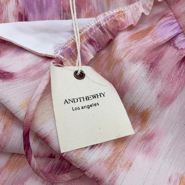 ANDTHEWHY Floral Chiffon Midi Dress‎ Womens 1X Metallic Romantic Fairy Whimsy - Image 8