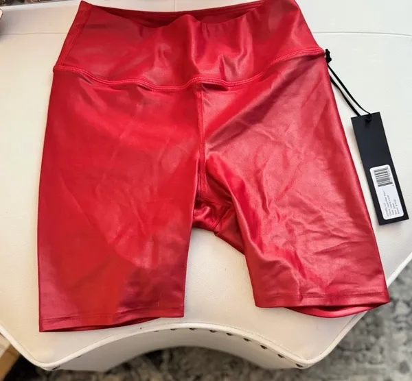 Noli Yoga Cherry Red Liquid Biker Shorts - Image 2