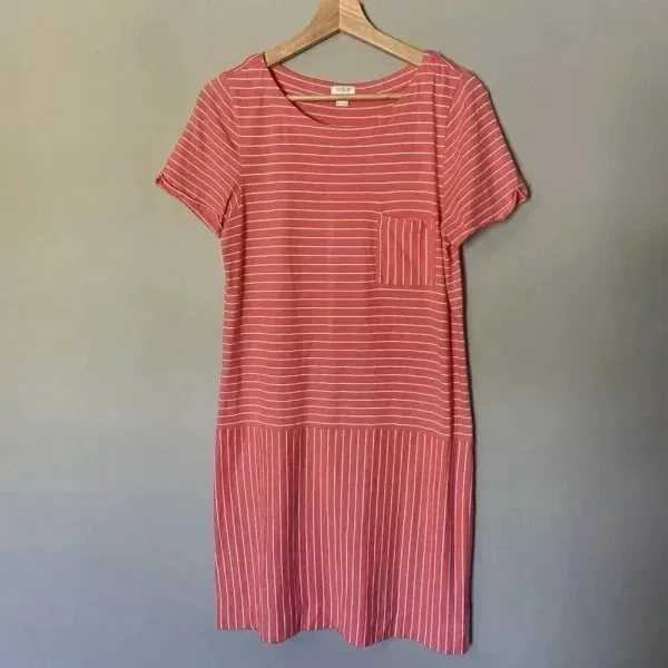 Jcrew knit midi T-shirt dress pink stripes‎ size Small Cotton - Image 2