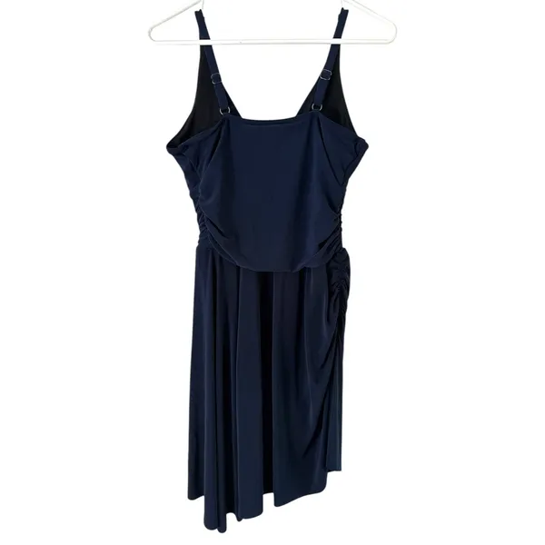 MagicSuit Dress Swim‎ Cover Up Ruched V Neck Black Lined Size 10 - Image 2