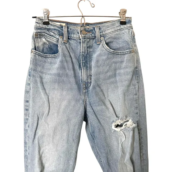 LEVIS 70s High Rise Flare Distressed‎ Denim You and I Wash Sz 25 - Image 4