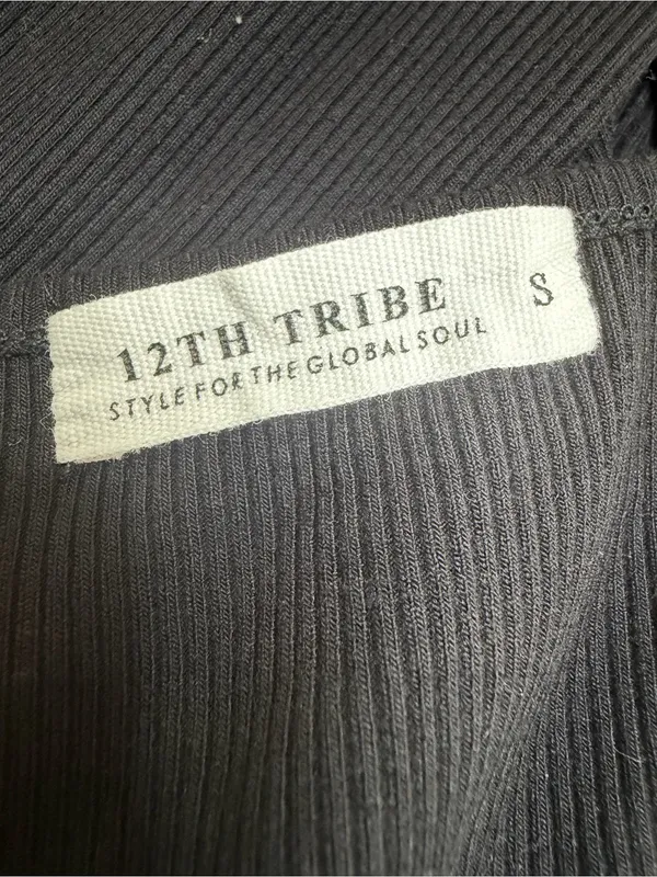 12th Tribe Fired Up Black Ribbed Cutout Maxi Dress Small $125 - Image 11