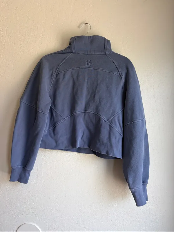 Lululemon Scuba Oversized Funnel Neck Half Zip Blue xs/s Sweatshirt crop - Image 4