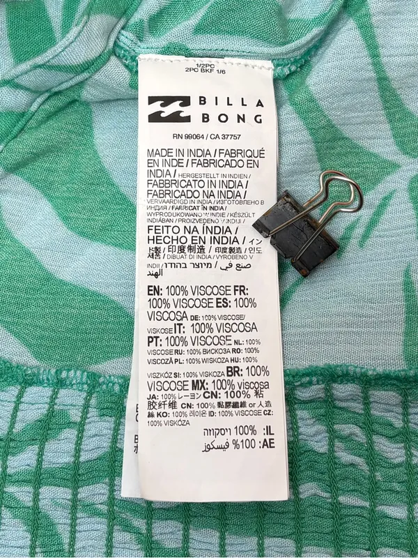 Billabong Two Tone Troical Leaf‎ Crop Top Size Small NWT - Image 8