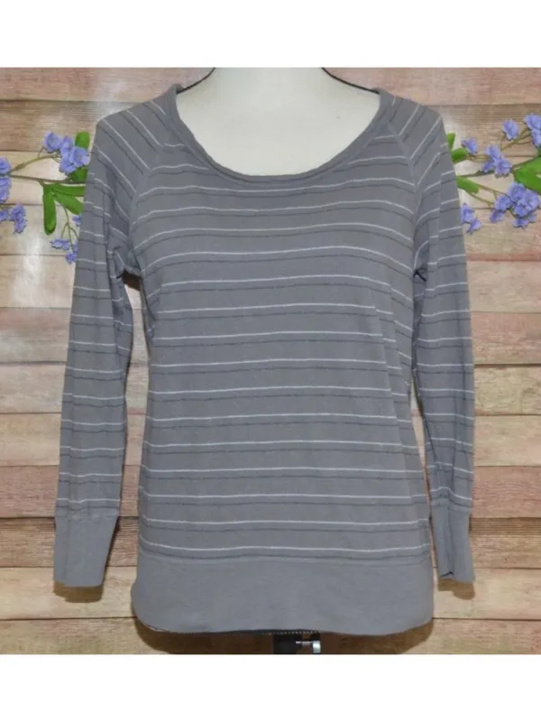 Standard James Perse Sweatshirt Size 1 S Gray Stripe Supima Cotton Made USA - Image 2