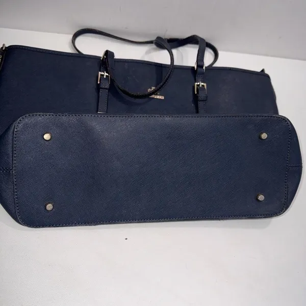 Rowallan‎ Large Old Money Minimalist Navy Blue Canvas Tote Purse - Image 15