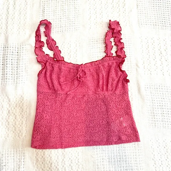 Urban Outfitters large Elsa lace ruffle front tie cami top TS 3668 - Image 6