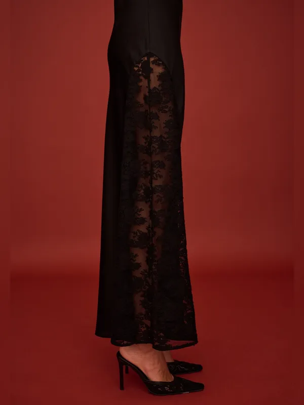 NWT o.p.t Natalia Dress size 6 Black Lace Maxi Dress Few Moda silky - Image 5
