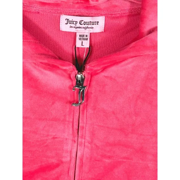 Juicy Couture NWT Pink Velour Zip Hoodie L Rhinestone Logo Y2K McBling - Image 2