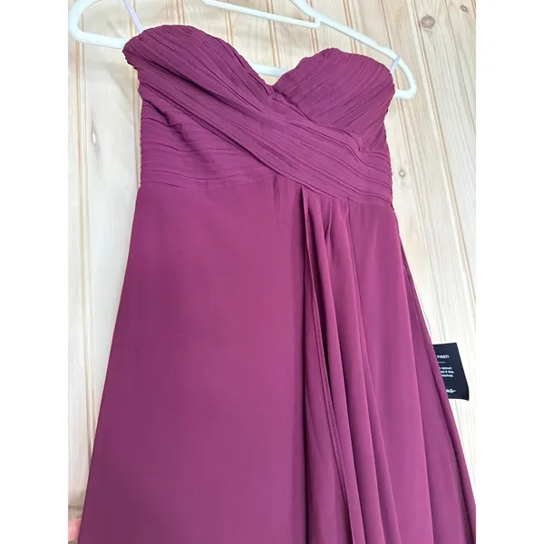 NWT Lulus Splendid Aura Plum Purple Chiffon Pleated Strapless Maxi Dress Size S - Image 4