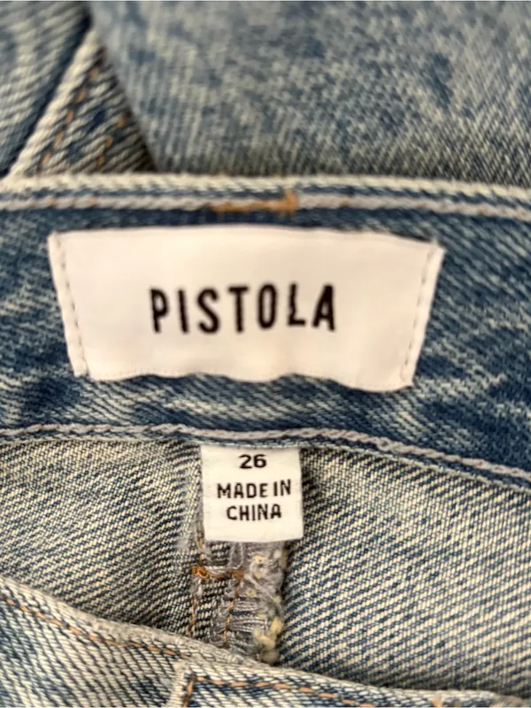 Pistola Alice Brooklyn High Rise Denim Midi Skirt 26 Raw Hem Slit 90s Western - Image 8