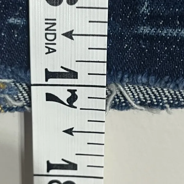 Old Navy High Rise Denim Mini Skirt Tonya Dark‎ Wash Button Fly Raw Hem Size 8 - Image 5