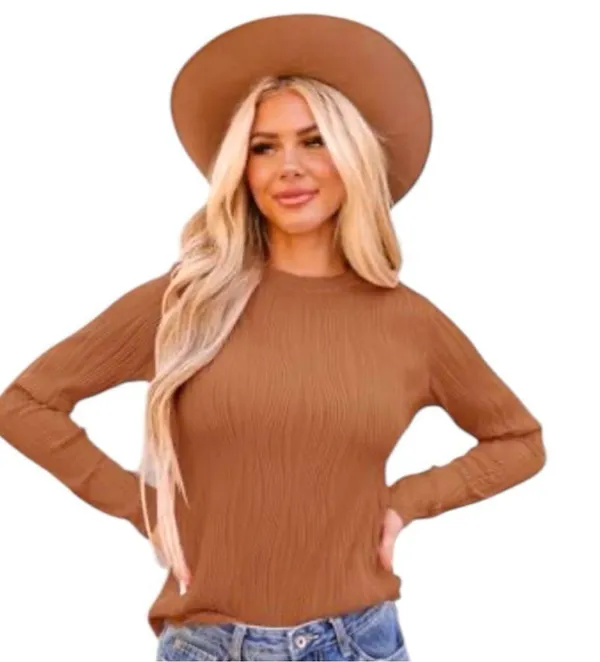 Zessica pumpkin spice colored stretchy top! Great for fall and in winter! - Image 2