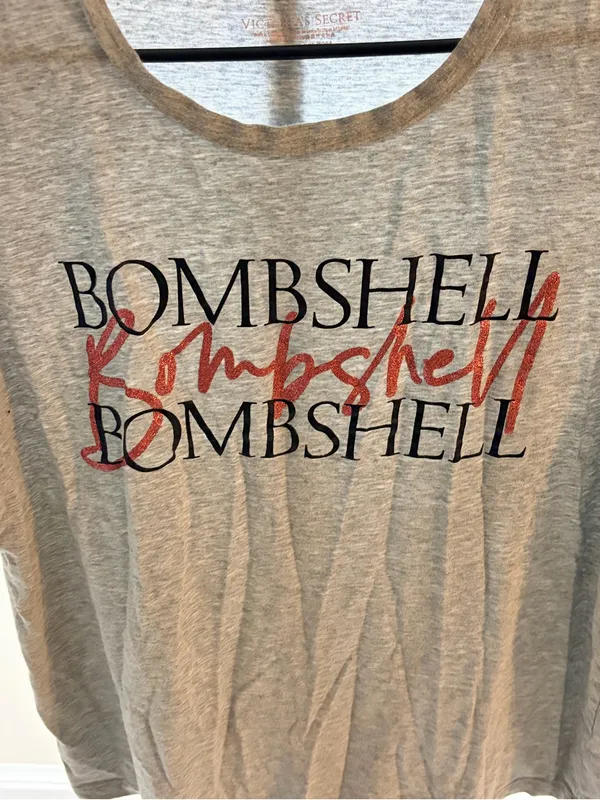 PINK Victoria's Secret Gray Short-Sleeve 'Bombshell' Graphic Tee - Image 2