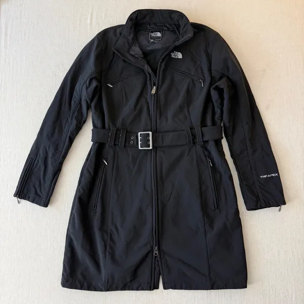 The North Face Apex Belted Softshell Trench Coat Jacket Womens Large Black - Image 2