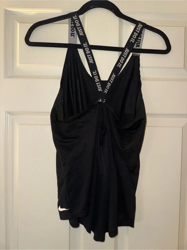 Nike Black Tank Top with White Branded Straps - Image 2