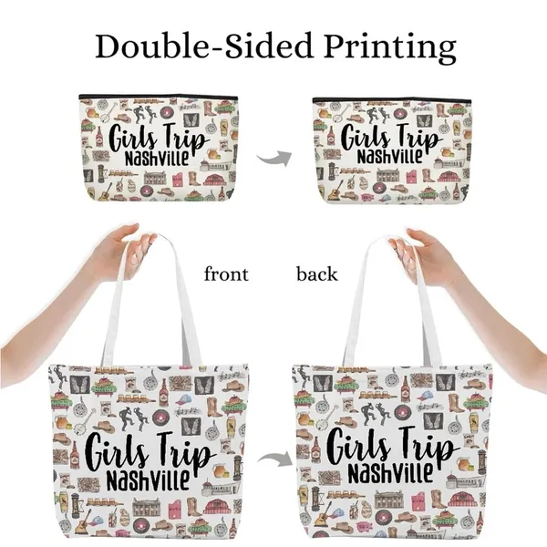 NEW!Girls Trip Nashville Canvas Tote and Pouch Set - Image 6