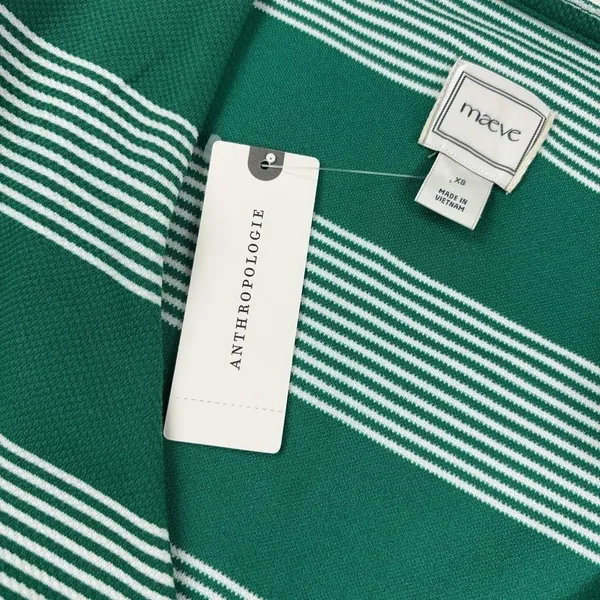 Maeve Tank Top Womens XS Green Striped V-Neck Sleeveless Knit Anthropologie - Image 3