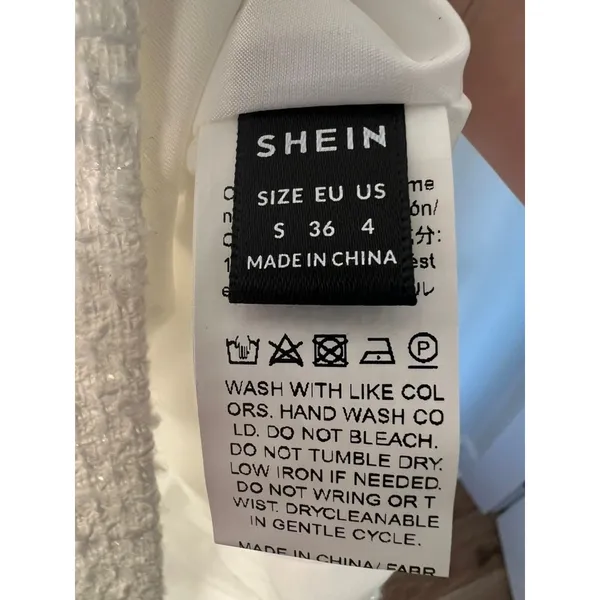 SheIn Sm/US 4 White Tweed Faux Fur Trim Mini Dress Sleeveless Sparkle Preppy Barbie - Image 4