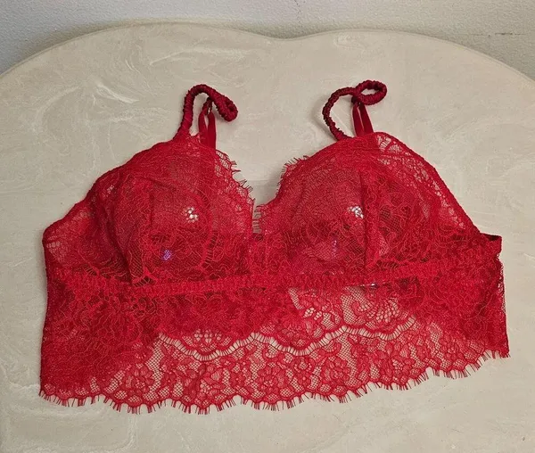 Lace Longline Bralette Red Women's Size L 11207908 - Image 5