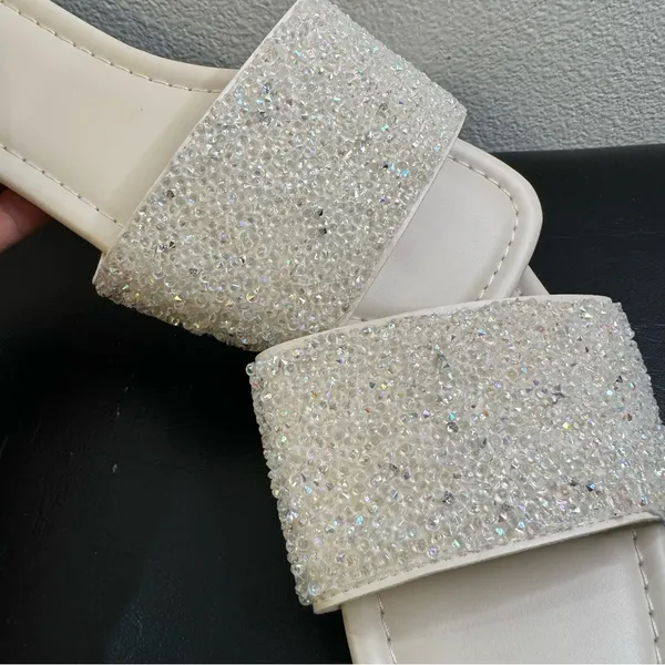 New. Elegant white Beaded Women's Casual Slide Sandals– Comfortable - Image 6