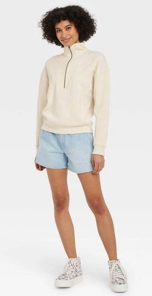 French Terry Quarter Zip Sweatshirt Size M - Image 2