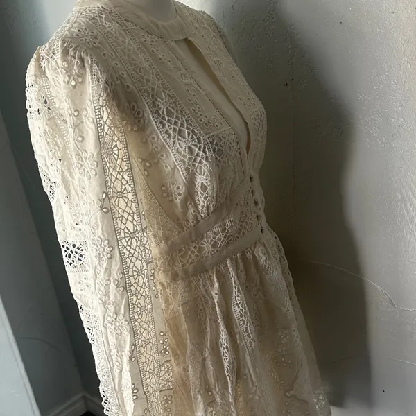 Impressions Cream Long Sleeve Lace Dress - Image 5