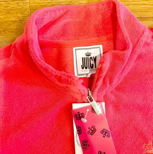 Juicy Couture Y2K French Terry Track mock neck Jacket with iconic Juicy Crown L - Image 7