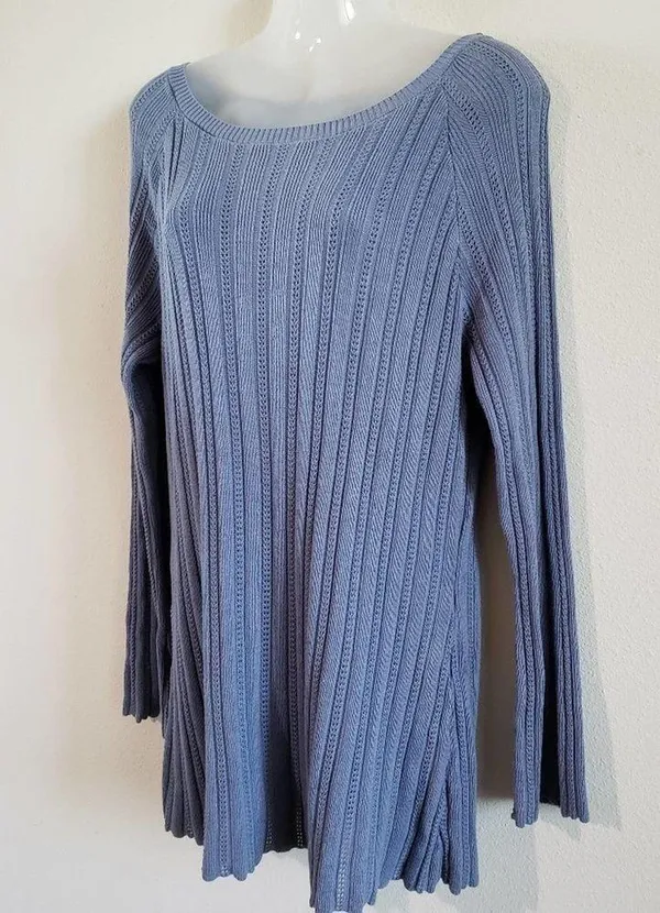 Modcloth Boatneck Long Sleeve Ribbed Cable Knit Pullover Tunic Sweater Large - Image 4