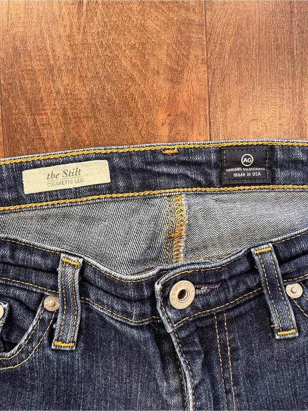 AG Adriano Goldschmied The Stilt Cigarette Leg Skinny Jeans 27R Dark Wash - Image 2
