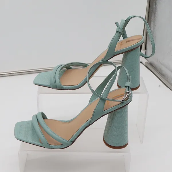 Sam Edelman Sandals Womens 8 Strappy Block Heel Blue Square Toe Textured Good - Image 2