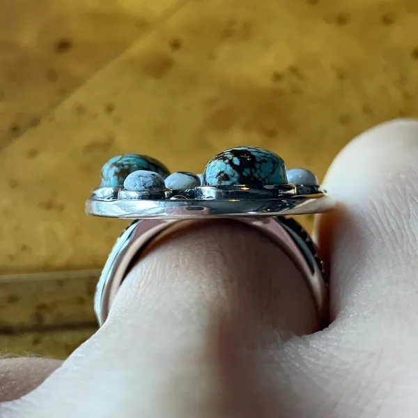 White Buffalo Turquoise Blue Turquoise Sterling Silver Forest Ring Size 7 - Image 2