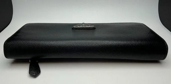 Prada Large Saffiano Calfskin Leather Wallet - Black - Preowned - Image 5