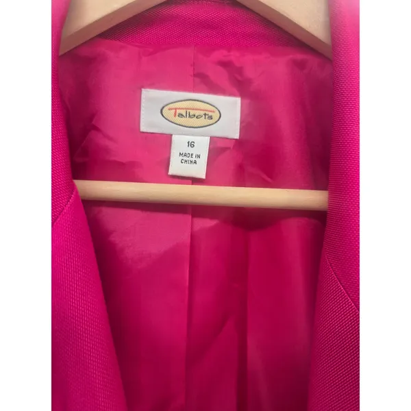 Talbots Blazer Womens 16 Silk Cotton Blend Pink Single Button Professional EUC - Image 3