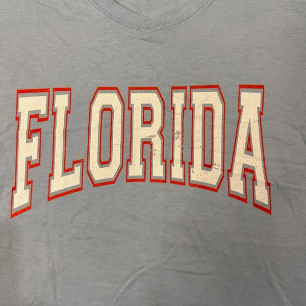 NEW Florida Graphic T-Shirt Womens S Blue V-Neck Short Sleeve‎ Casual Top Tee - Image 4