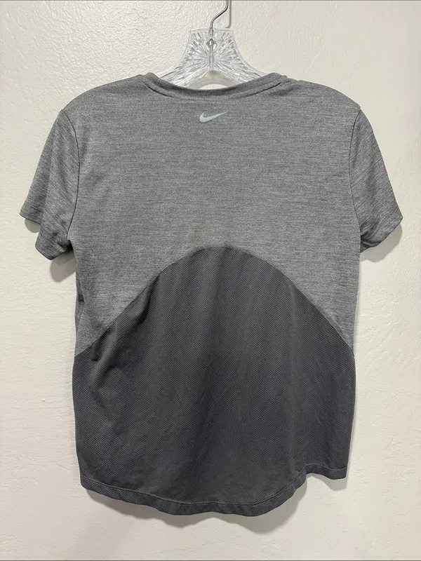 Nike Running Women's Gray Short Sleeve Athletic Tee with Mesh Panels - Image 2