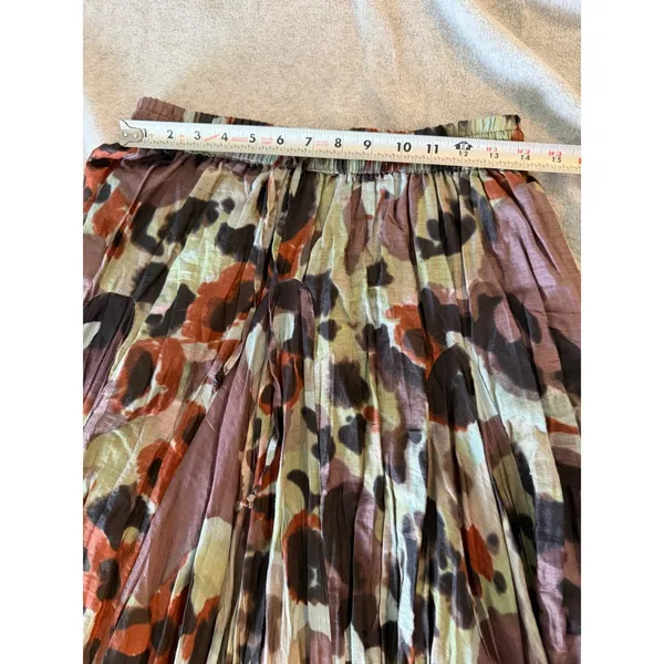 Dimri Abstract Print Pleated Maxi Skirt Womens Size M Elastic Waist Boho Gauze - Image 2