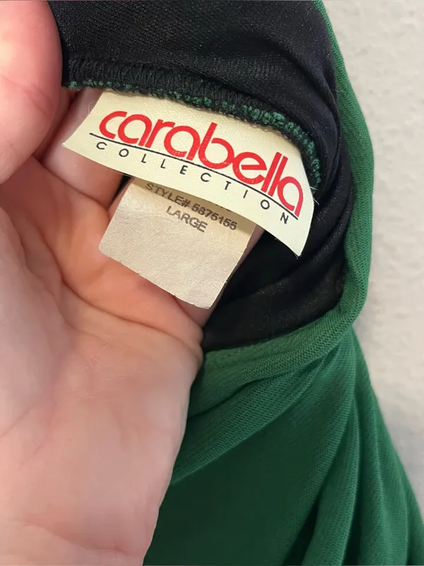 Vintage Carabella Collection Green Strapless Drop Waist Draped Midi Dress - Image 7