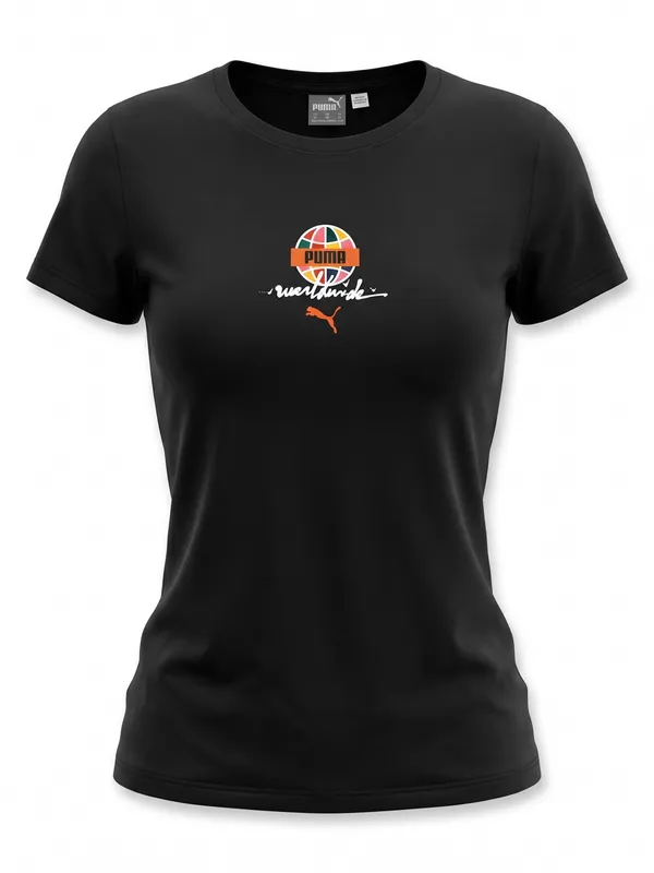 NWT PUMA Women's Worldwide Graphic Tee - Black M - Image 5