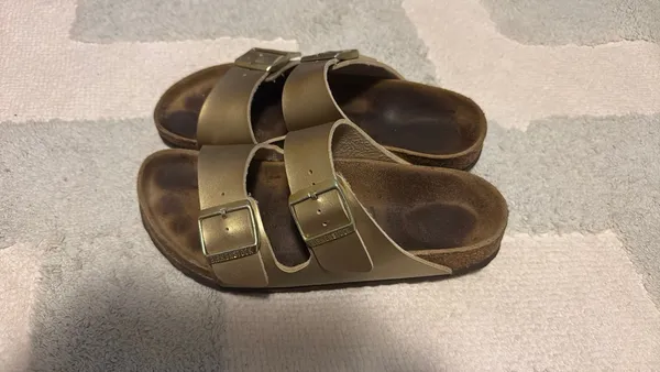 Gold Birkenstock Sandals - Image 2
