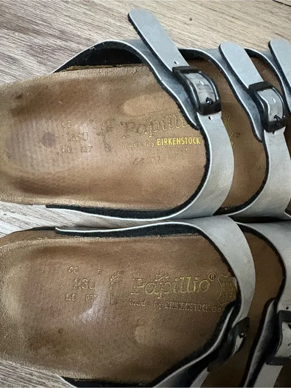 Birkenstock papillo triple strap silver sandals women unisex 40 9 casual - Image 5