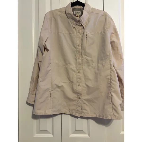 LLBean‎ Womens No Fly Zone Long Sleeve Button Up Outdoor Shirt Sand Dune XL Reg - Image 2