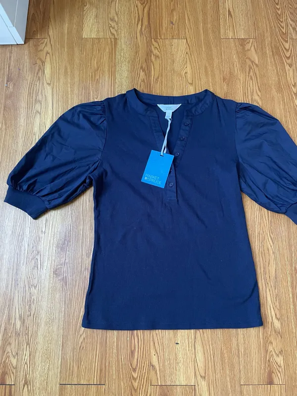 Market & spruce media poplin knit Henley top - Image 5