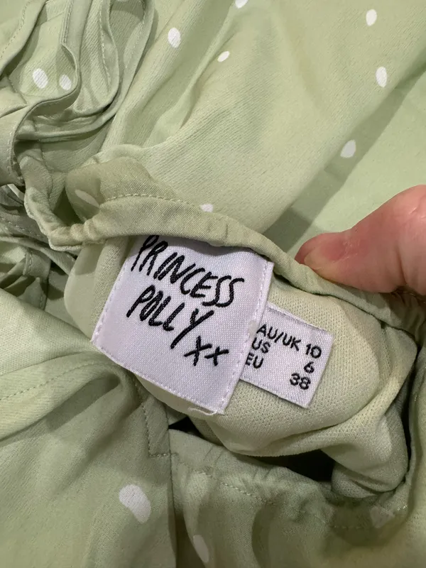 Princess Polly Sage Green Dot Slip Midi Dress - Image 7
