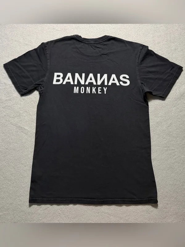 Bananas Monkey Graphic T Shirt Womens Small Black Streetwear Tee Cotton - Image 2