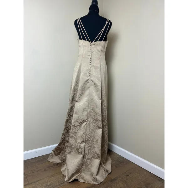 vintage bill levkoff union made usa tan brocade strappy sateen prom bridesmaid - Image 4