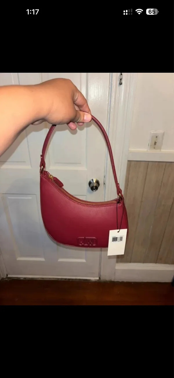 Jason Wu Small Burgundy Crescent Shoulder Bag Zip Logo Matte Gold Hardware - Image 6