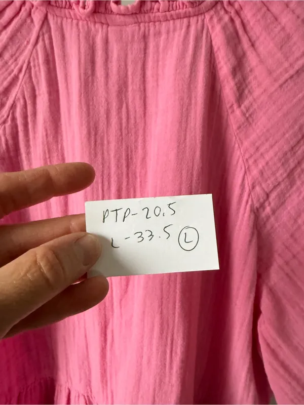 Old Navy Cotton Short Sleeve Split Neck Pink Summer Swing Dress Mini Dress L - Image 8